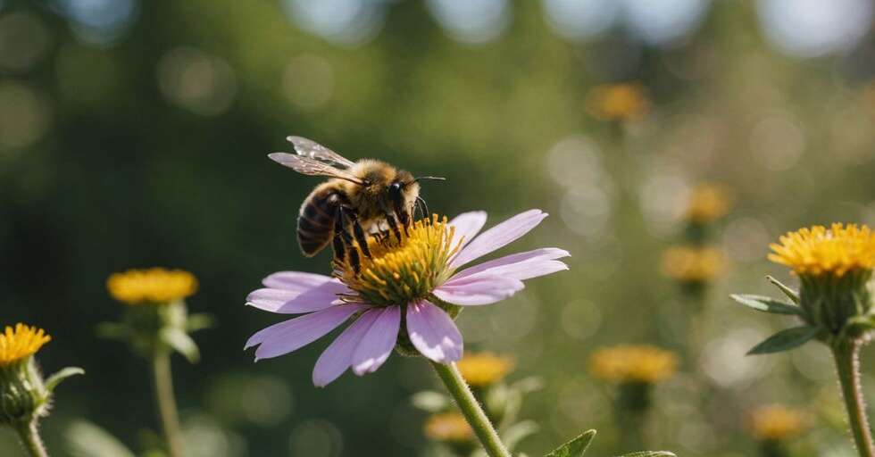 Close-up of a bee collecting nectar from a flower